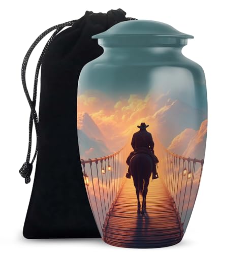 Remembrate Cowboys Urns for Human Ashes - Memorial Large Urns - Clouds Funeral Cremains Containers - Urn for Husband and Wife - Memorial Gift for Loss of Mom 10 Inch