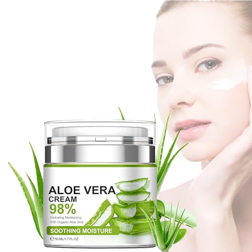 Aloe Vera Gel, 99% Natural Organic Formula with Hyaluronic Acid, Deep Moisturizing & Firming, For Dry or Sunburned Skin 50ml