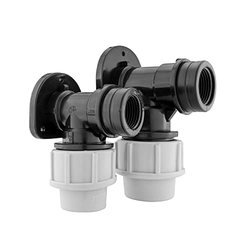 MDPE Compression Wall/Back Plate 20mm or 25mm (20mm-1/2 bspf) for use with mdpe Water Supply Hose/Irrigation Pipe,bsp Thread Outlet (Pack of 1 or 5)