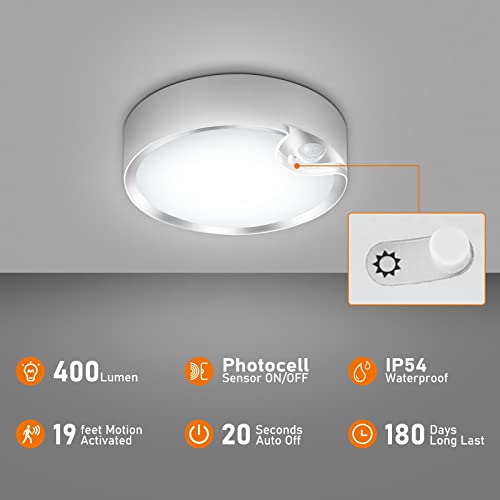 TOOWELL Motion Sensor Ceiling Light Battery Operated Indoor LED Ceiling Lights for Closet Hallway Pantry Laundry Stairs Garage Bathroom Shower Porch Shed Wall 400LM Motion Activated Light - 2 Pack by TOOWELL - Image 3
