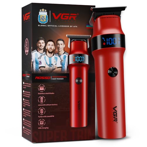 VGR Rosso Professional Mens Beard & Moustache Hair Trimmer, 2000mAh Lithium Battery, Turbo with 7000 RPM Powerful Motor, 400 Minutes Runtime, LED Display, Type-C (Red, 1 Year Warranty) (B0DC5KDH6Z) Amazon Price History, Amazon Price Tracker