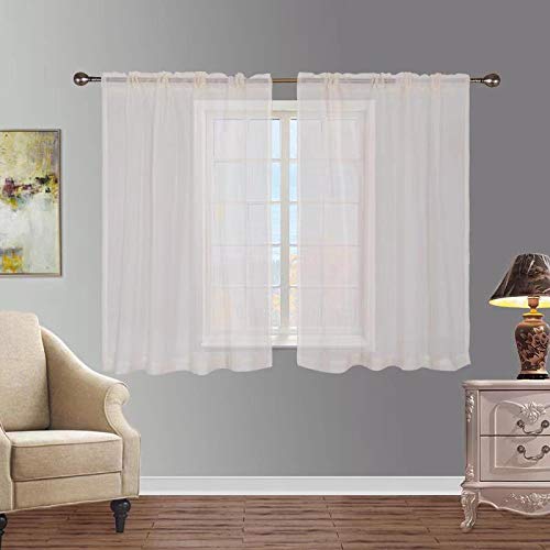 Highfly Beige Sheer Curtain Window Treatment Rod Pocket Curtain Panels For Bedroom And Living Room Child Room (54 X 45'' Set Of 2 Beige) #TOP24