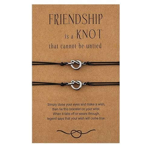 YangQian Friendship Bracelets Gifts for Women Best Friend Love Knot Bracelets for 2 Ladies Soul Sister Gifts Bracelets Make a Wish Bracelet Gifts for Christmas Birthday