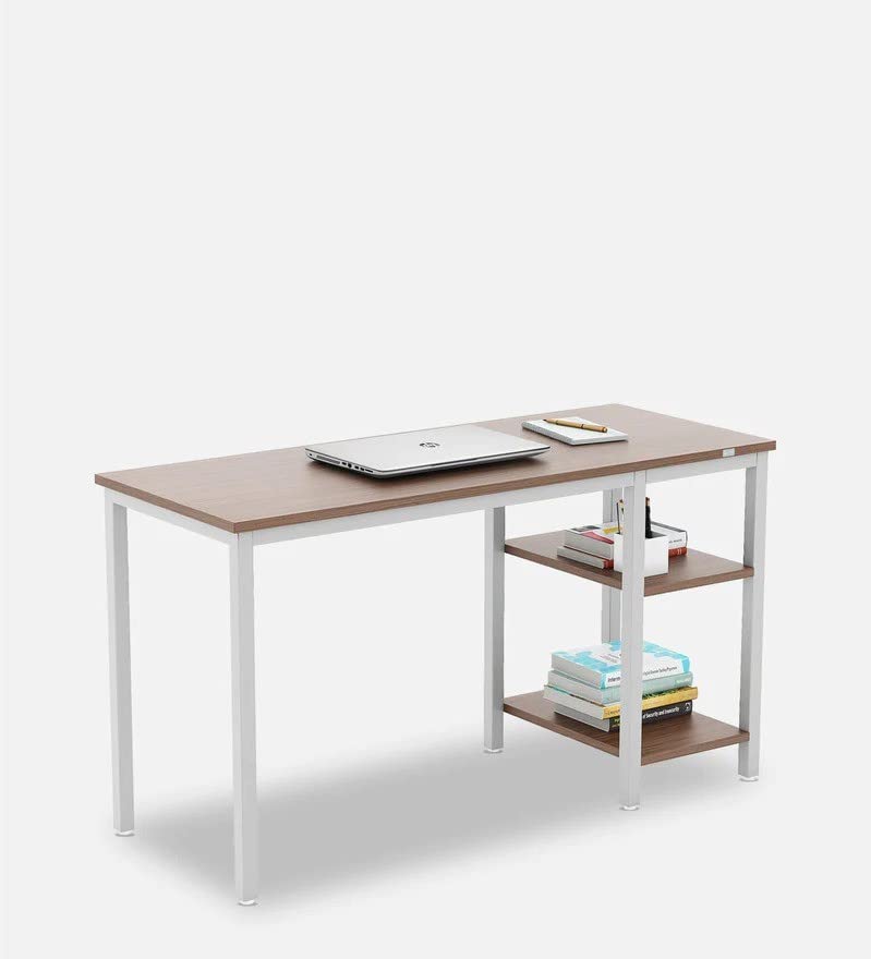 Image of Pure Sheesham (Rosewood) with Storage Solid Wood Study Table (Free Standing, Finish Color - Walnut & Silver Grey Finish)