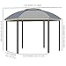Outsunny 12' x 12' Round Outdoor Gazebo, Patio Dome Gazebo Canopy Shelter with Double Roof, Netting Sidewalls and Curtains, Zippered Doors, Strong Steel Frame, Grey