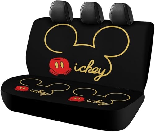 ミッキーマウス カーシートカバー 車シートカバー 後部座席用 シート保護 おしゃれ カー用品 軽/普通車 汎用 後席クッションカバー 四季通用