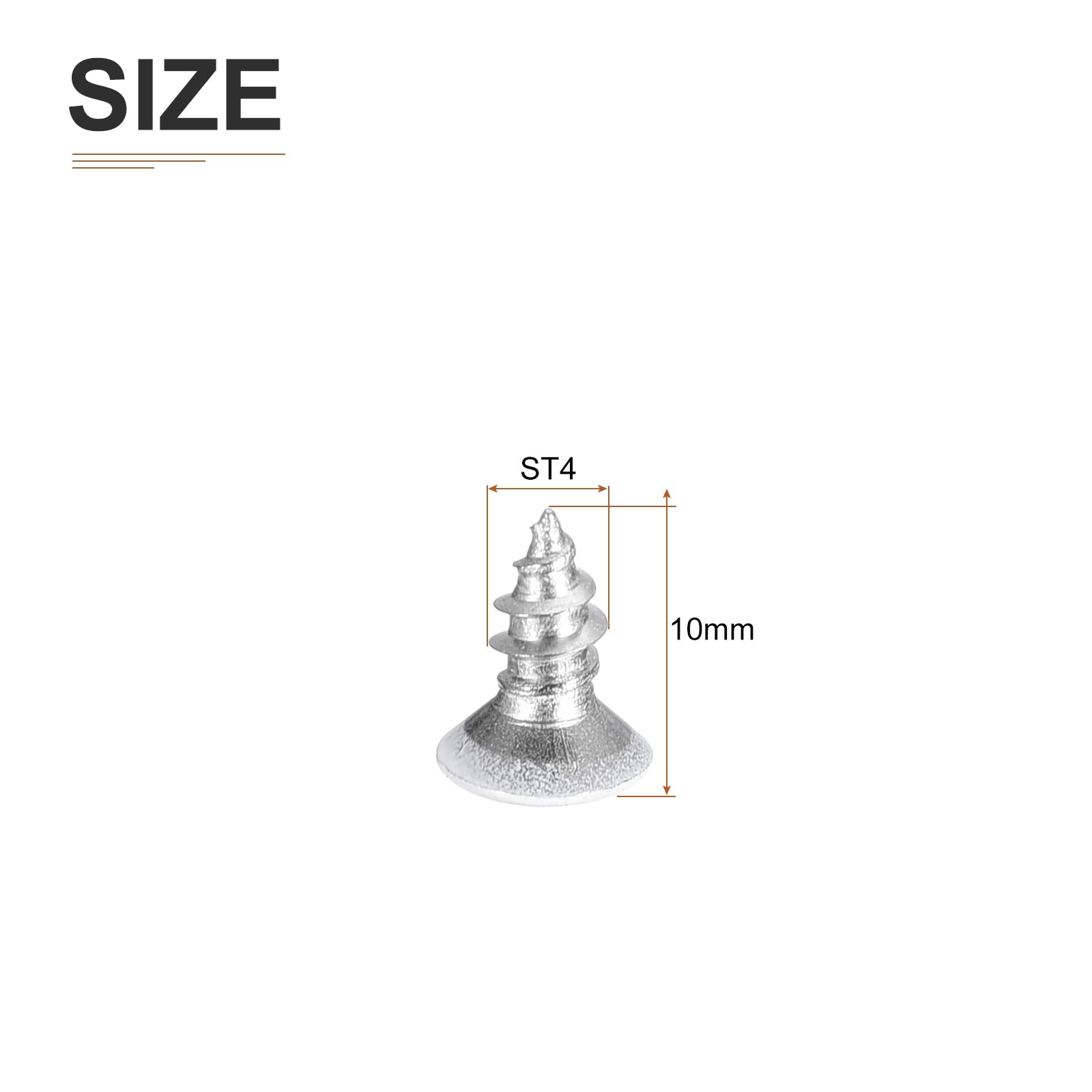 DTGN 100Pcs ST4x10mm Flat Head Wood Screws, 304 Stainless Steel White Phillips Self Tapping Screws - Image 2