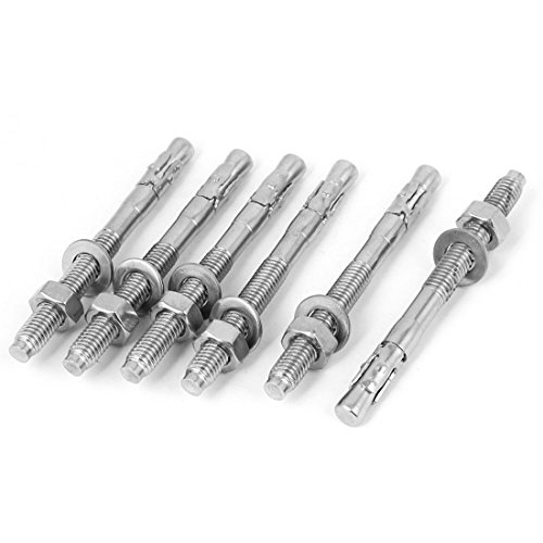 Aexit 6pcs M8x90mm Anchors Stainless Steel Wedge Anchor Car Repair Gecko Expansion Anchors Expansion Bolt