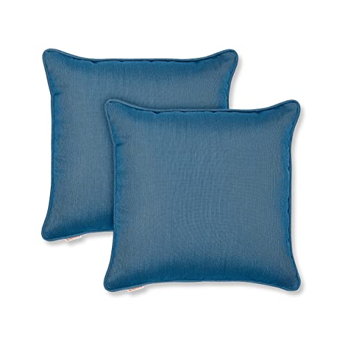 Austin Horn Classics Sunbrella Corded-Edge, Zippered Opening, 24-inch Pillow Cover (Set of 2), No Insert Included (Peacock Blue)