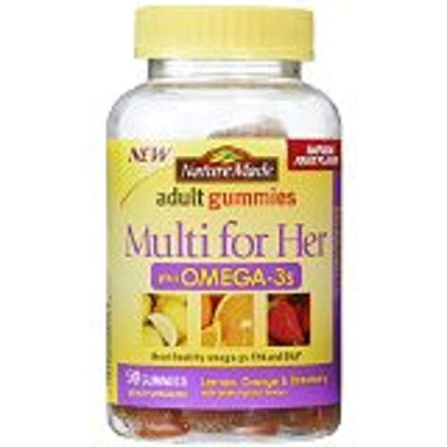 Nature Made - Multi for Her Plus Omega-3s Adult Gummies Lemon, Orange & Strawberry - 90 Gummies