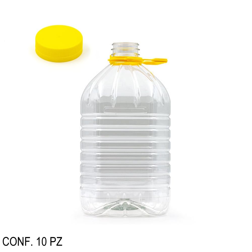 Generico 10 Pz CONTENITORE PET 5 Lt BOCCIONE DAMIGIANA TAPPO VITE AUTOSIGILLANTE PER VINO OLIO