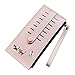 YANGPP Cat Print Women Ultra Thin Long Wallet PU Tarjeta De Cuero Solts Holder Girl Clutch Monedero Mujer con Cinturón De Muñeca, Rosa