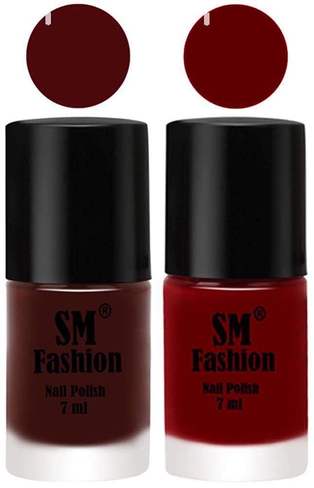 SM FASHION Long Lasting Nail Polish | Nail Paint Combo 7 ml Each) - Set of 2 Wine-Dark Red-image-7