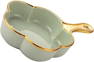 UPKOCH Flower Shaped Ceramic Salad Bowl with Handle 9.44In Multi-Use Ser...