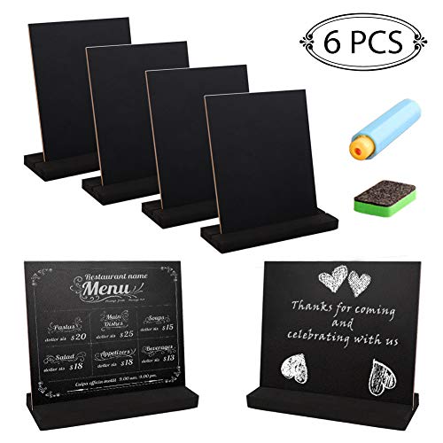 Aparty4u Pizarras de doble cara para bodas y fiestas (Paquete de 6) 6 x 5 x1.4 pulgadas (paquete de 6) Negro