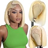 SKYDO 613 Blonde Bob Wig Human Hair 13x4 HD Bob Lace Front Wigs Human Hair Pre Plucked 180 Density Blonde Wig Human Hair Short Bob Wigs for Women 10 Inch