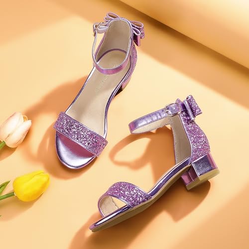 Image of PANDANINJIA Girls Dress Shoes Toddler Kids Heels Sandals Flower Girl Shoes