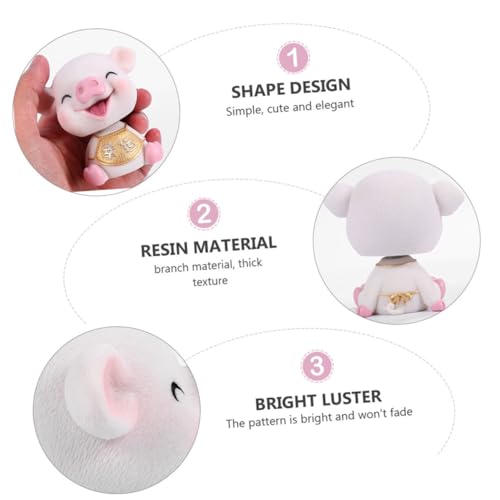CIYODO Resin Craft Car Dashboard Pig Ornament Vehicle Dashboard Decor Car Interior Mini Decor