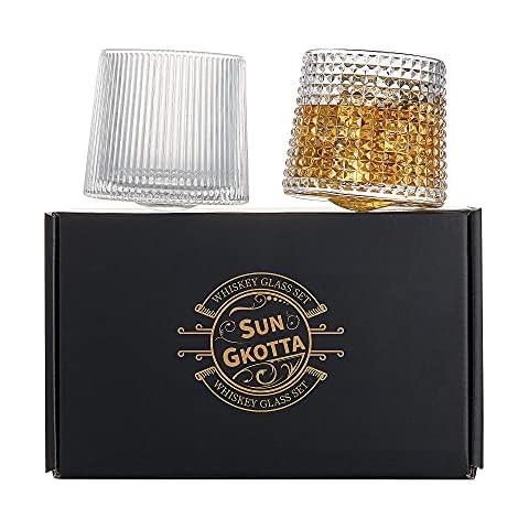 SUN GKOTTA Whiskey Glasses 10 OZ Set of 2 Cover