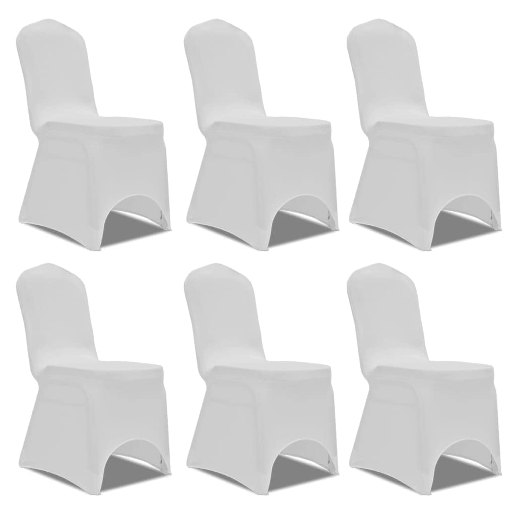 6 Stück Stuhlhusse weiß Stretchhusse für Hochzeit, Bankett, Konferenz, passend für Stühle bis 100 cm Gesamthöhe aus 10% Spandex