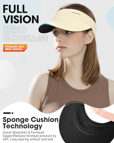 Image of YANIKY Sun Visor Hat for Women,UPF50+ Seamless Sun Hats Men Women Lightweight Sports Cap Stretchy Ponytail Hat for Outdoor