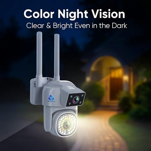 Image of SuperCam 36IRs White 5+5MP UHD Dual Lens /Dual Screen WiFi Outdoor CCTV Camera | Color Night Vision | AI Human Detection | Two-Way Audio | IP66 Waterproof