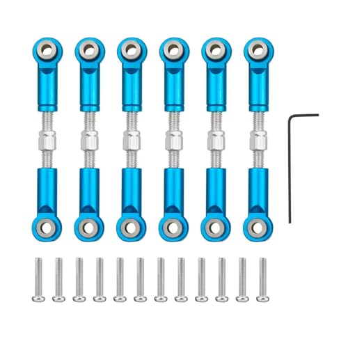 Rc Special Connecting Rod for Wltoys A949 A959 A969 A979 K929 1/18 6Pcs Adjustable Aluminum Metal Pull Rod Servo Link A959-B Rc Car Parts Accessories Replacement Use(Blue)