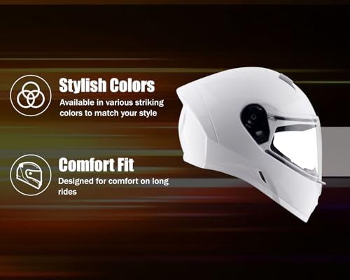 Image of Vega Ranger Full Face Motorcycle Helmet with Lightweight Shell, Comfortable Liner, Shock-Absorbing Interior, Ventilated Fit, Aerodynamic Build, and Trendy White Finish White L