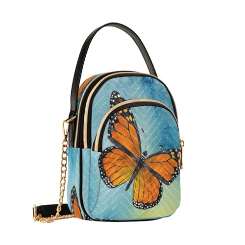 Quilted Crossbody Bags for Women,Monarch Butterfly Women's Crossbody Handbags Small Travel Purses Phone Bag2