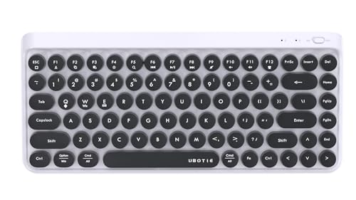 Image of UBOTIE Portable Bluetooth Colorful Computer Keyboards, Wireless Mini Compact Retro Typewriter Flexible 84Keys Design Keyboard (Black-White)