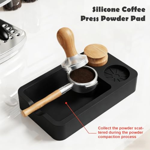 Image of Espresso Tamping Station mat with Knock Box, 3-in-1 Coffee Organizer Compatible with Tamper, Anti-Slip Storage & Barista Tools Holder