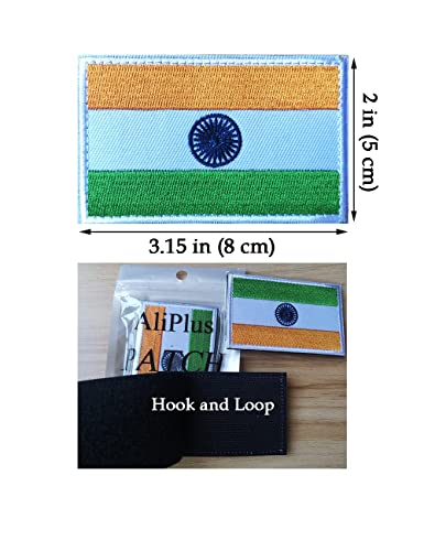 2 Pcs Aliplus India Flag Patches Embroidered Tactical Military Morale Patch Applique Fastener Hook And Loop #TOP2