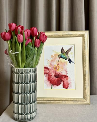 Image of RIOLIS - Hummingbird 2178, Animals Cross Stitch Kits 8 inchx11, Cross Stitch Kits for Beginners & Advanced, Crossstitching Kit Adult, Embroidery Counted Stitching Kit
