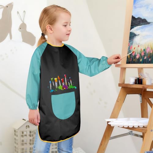 OSDUE Tabliers Peinture Blouse, Blouse Peinture Enfant Imperméable, Tablier Manches Longues Enfant 7-12 ans, Tablier de Peinture enfant avec Poches, pour L'école Activités, Peinture, Coloriage – vue 6