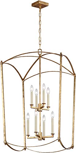 Feiss F3324/8ADB Thayer Lantern Candle Chandelier, 8-Light 480 Watts (41"H x 24"W), Antique Guild