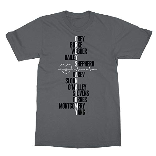 Societee Greys Anatomy Grey's Cast Gift Men's T Shirt (Gray, Small)