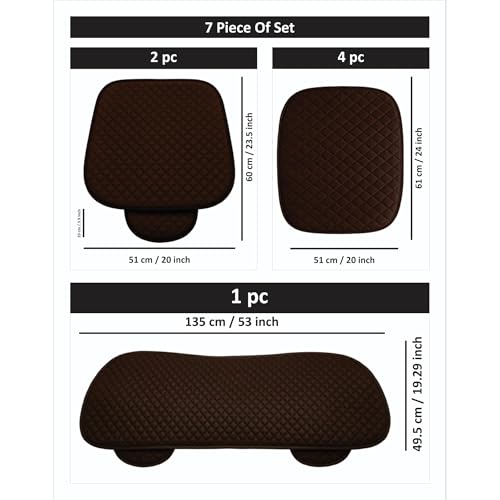 Image of AURAFRESH Car Seat Protector Cushions Cover, Airbag friendaly. (Brown, 7PC Front & Rear SEAT Full Set)