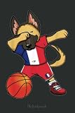 Dabbing German Shepherd France Basketball Fans Sport Notebook: A blank lined basketball notebook 6x9 in 110 Pages that makes a fun basketball gift for ... women's basketball, team basketball gifts