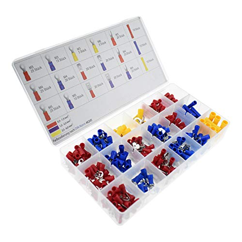 Boîte d'assortiment avec cosse de câble - Connecteur plat - Cosse fourchette - Cosse à anneau - Kit électricien Cover