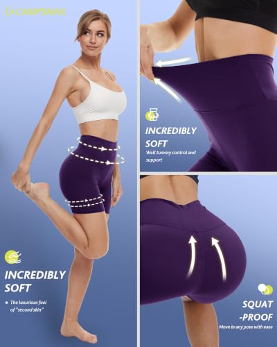 Image of CAMPSNAIL 4 Pack Biker Shorts for Women High Waist - 5 inch /8 inch Tummy Control Soft Athletic Yoga Workout Running Gym Shorts