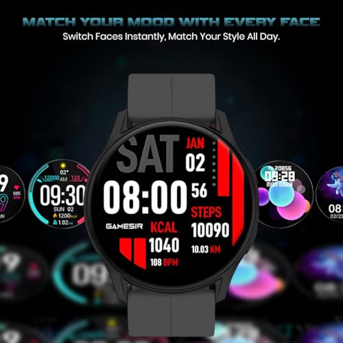 Image of GameSir Evo Vista Smartwatch, 1.39 inch HD Round Display, Bluetooth Calling, Heart Rate & SPO₂, 100+ Sports Modes, IP67, Long Battery Life for Men & Women (Magnatic Dark Grey)