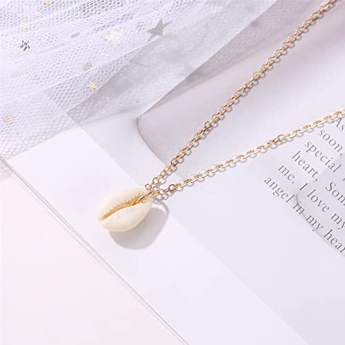 5Pcs Natural Scallop Conch Seashell Necklace Inlaid with Gold Rimmed Sea Shell Necklace Adjustable Seashell Jewelry Gifts for Women4