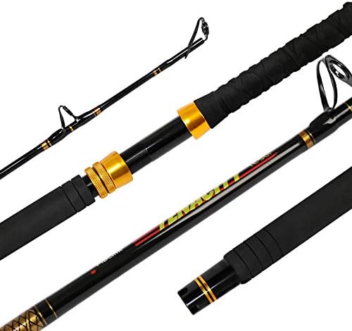 Fiblink Fishing Trolling Rod 1 Piece Saltwater Offshore Rod Big Name Heavy Duty Rod Conventional Boat Fishing Pole (6',30-50lbs)