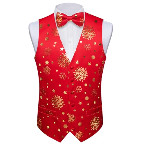 DiBanGu Mens Christmas Suit Vest Holiday Xmas Waistcoat Bowtie Set Party Suit Vest Christmas Holiday Waistcoat Tuxedo3