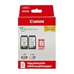 Canon Ink & Paper Multipack - PG-545/CL-546 Genuine Printer Ink Cartridges 2 Pack (1 x Black, 1 x Colour) & 4x6 Photo Paper (50 x Sheets) For TS3350, TS4550, TS3450, TS3150, TR4650, MX495