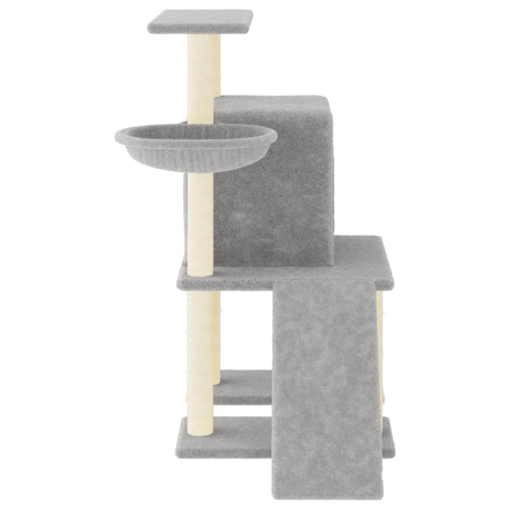 Tiragraffi per gatti con colonne tiragraffi in sisal e peluche, altezza 96,5 cm, albero da arrampicata con grotta, superficie di appoggio, amaca, mobili tiragraffi per soggiorno, torre da