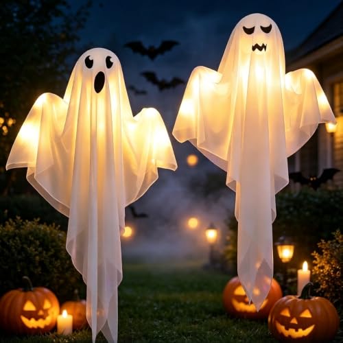 2 Pezzi Fantasmi Luminosi da Appendere per Halloween...