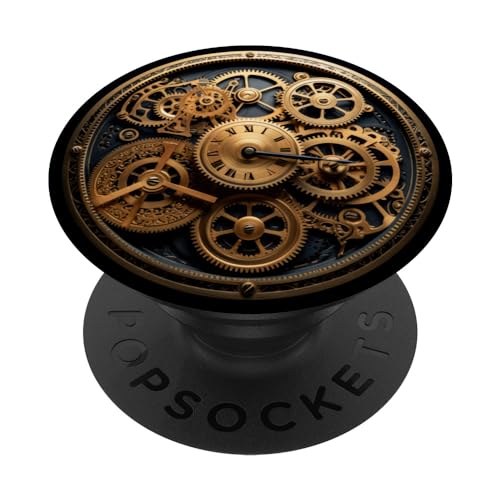 Vintage Steampunk Gearwheels PopSockets Swappable PopGrip, Black
