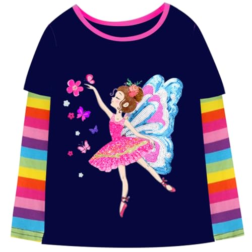 VIKITA Mädchen T-Shirt Langarm Top Winter Casual Kinder Kleidung L3116 5-6...