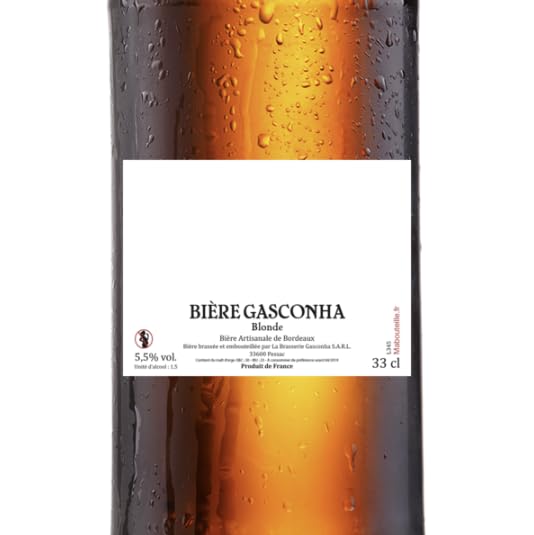 Lot de 12 bières GASCONHA - Coffret biere 33cl avec etiquette bouteille personnalisable [ Coffret degustation biere ] (Blonde)